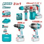 Mega Combo PRO Taladro 96N.m. + Rotomartillo + Llave de Impacto 3/4" 20V Total - Imagen 2