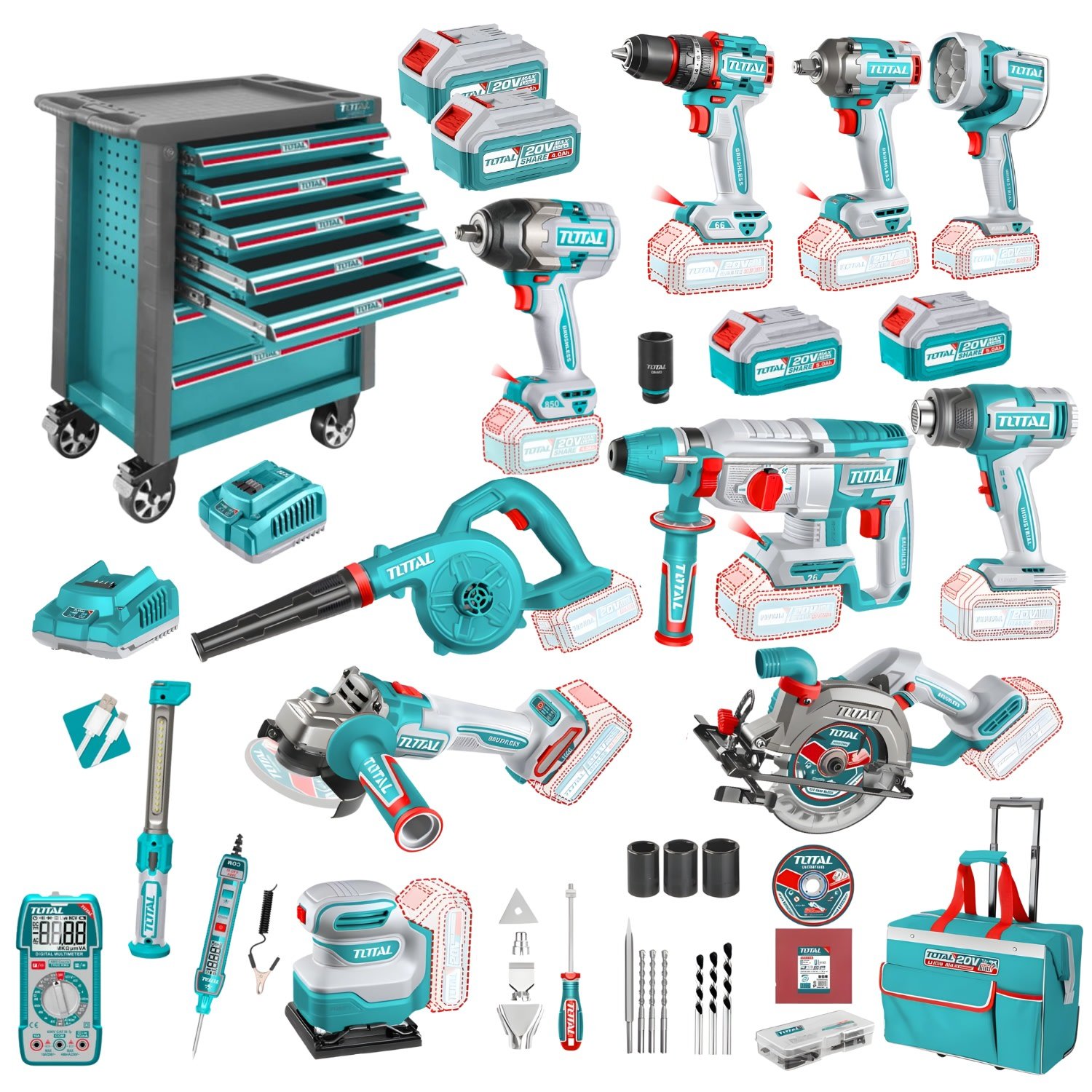 tosli250381-thptcs836921034 MEGA COMBO 9 EN 1 + GABINETE PORTAHERRAMIENTA 369PCS TOTAL - Imagen 1