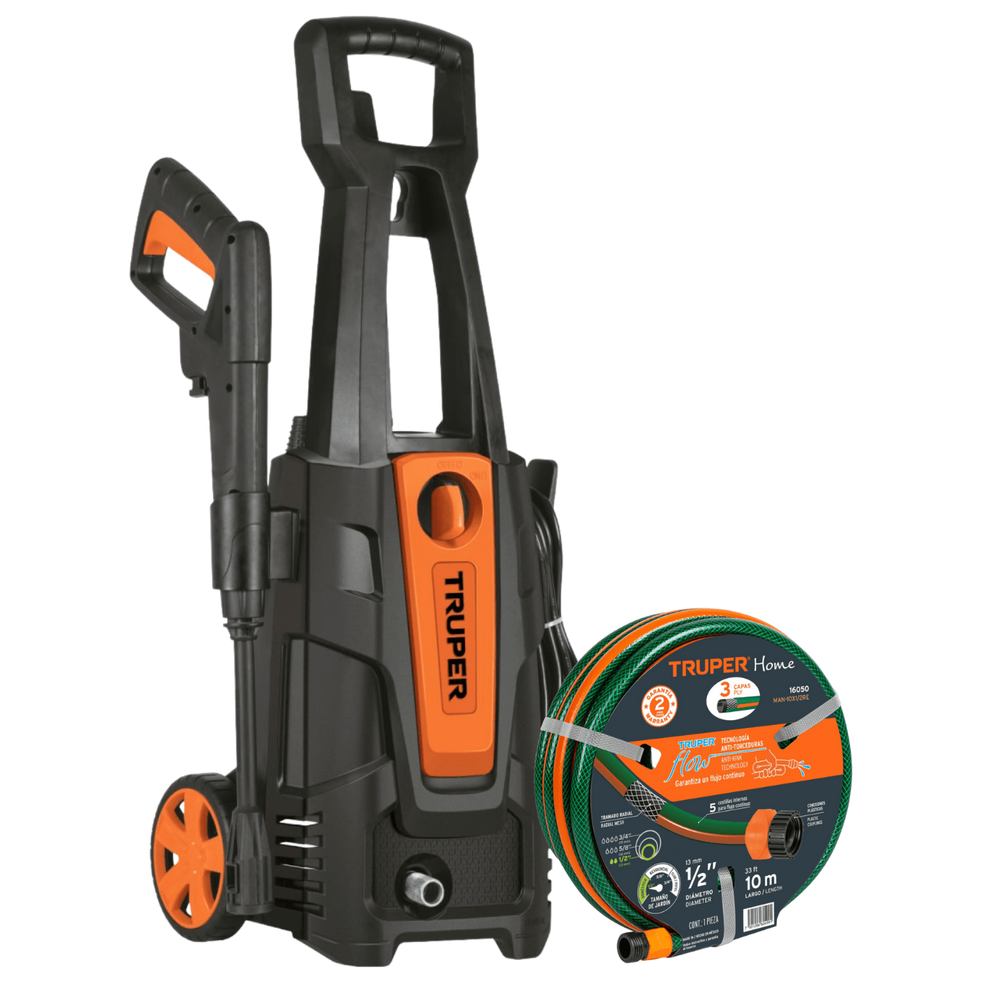 truper-3-24962 Hidrolavadora Electrica Alta Presion 1800PSI 1500W + Manguera 10 m Truper - Imagen 1