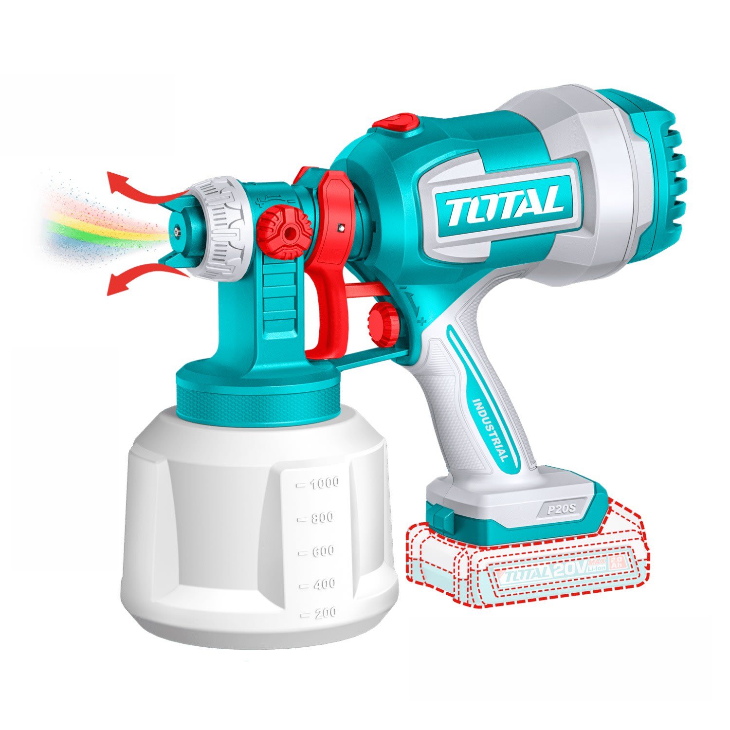 tsgli2004-15219 Pistola para pintar de 1000ml 20v Total - Imagen 1
