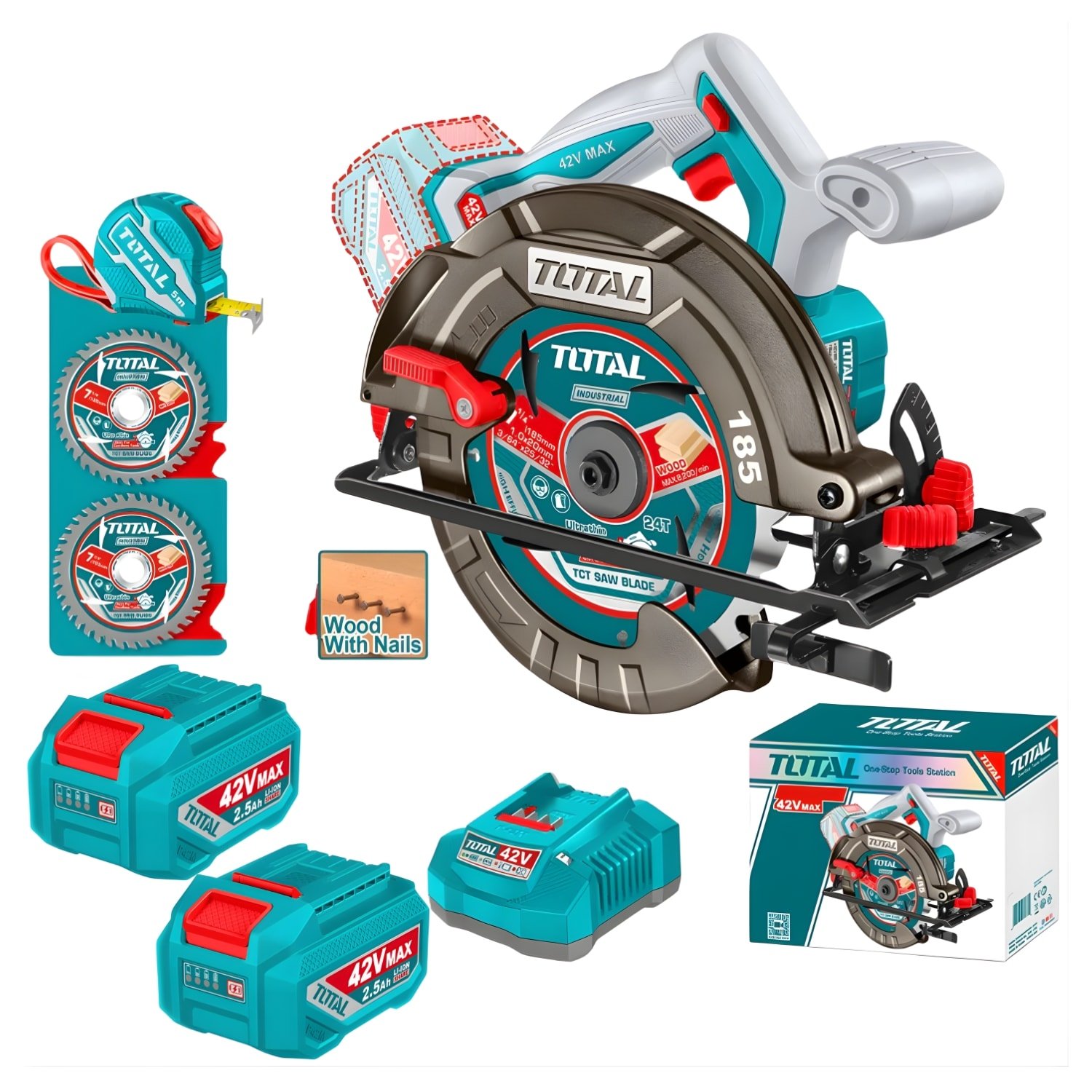tsli42185116955 Sierra Circular 7 1/4" 185mm + 1 Bateria y Cargador 42v Total - Imagen 1