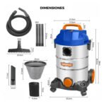 Aspiradora 30L 1200w Tanque Metálico Wadfow - Imagen 4