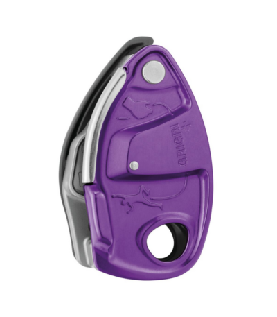 GRIGRI PLUS Petzl color morado – Asegurador con bloqueo asistido para escalada