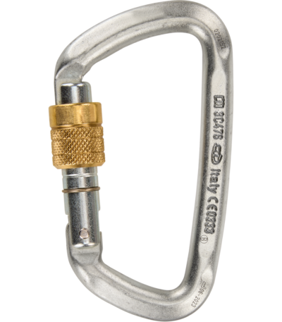 Mosquetón D-SHAPE STEEL SG con Cierre de Rosca