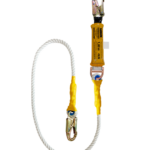 Línea de vida/conexión con amortiguador de caída factor 1, cabo torcido de nylon/poliéster de 5/8″ y dos ganchos de 3/4″