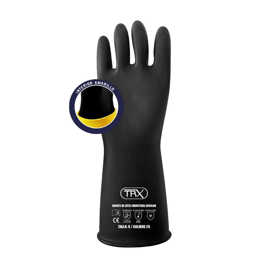GUANTE DE LÁTEX TRX BICOLOR – CALIBRE 25
