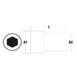 DADO DE ACERO CROMADO AISLADO P/CARRACA 1/2″ - Imagen 2
