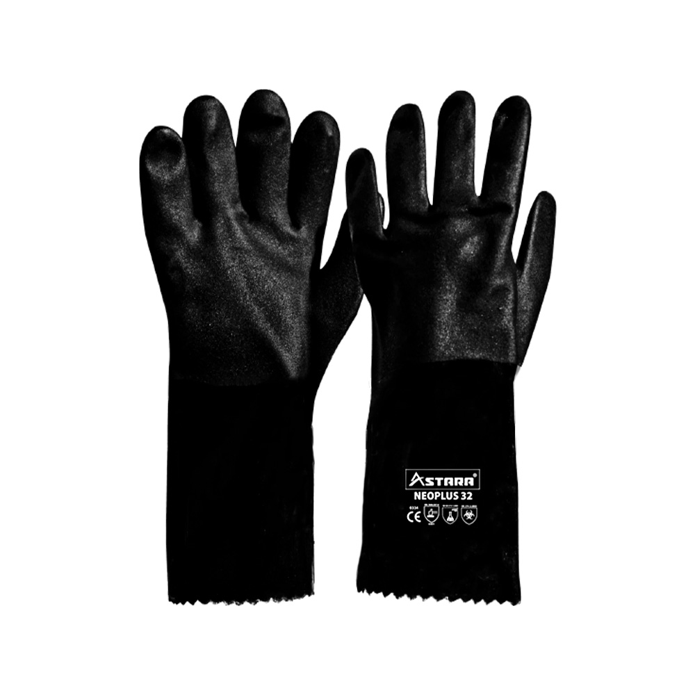 Guante de PVC Astara Neoplus 32 Gamuzado por Dentro Negro 40 cm (16″)
