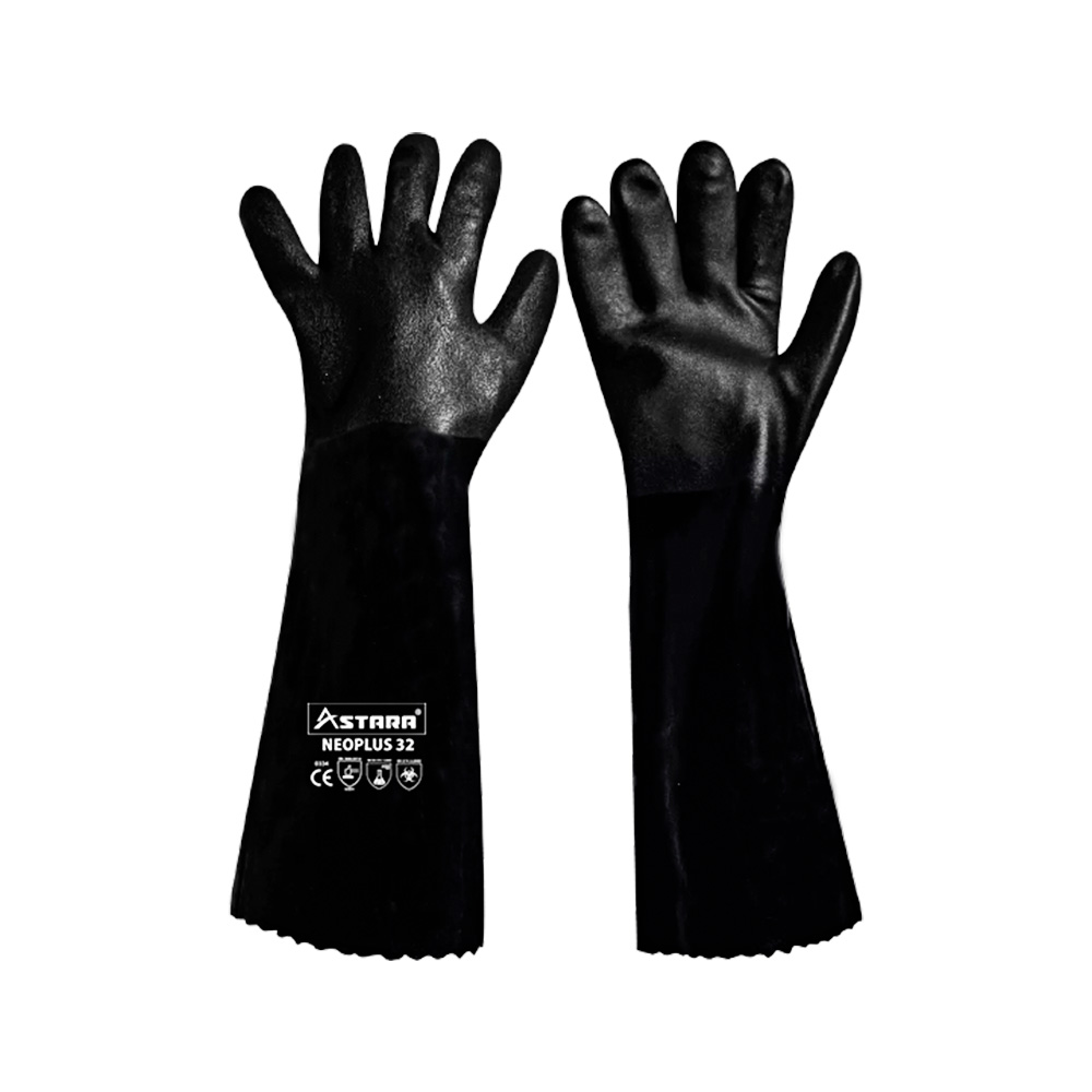 Guante de PVC Astara Neoplus 32 Gamuzado por Dentro Negro 45 cm (18″)