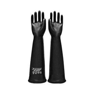 Guante de Jebe Industrial Astara Liso 55 cm Calibre 45 Negro