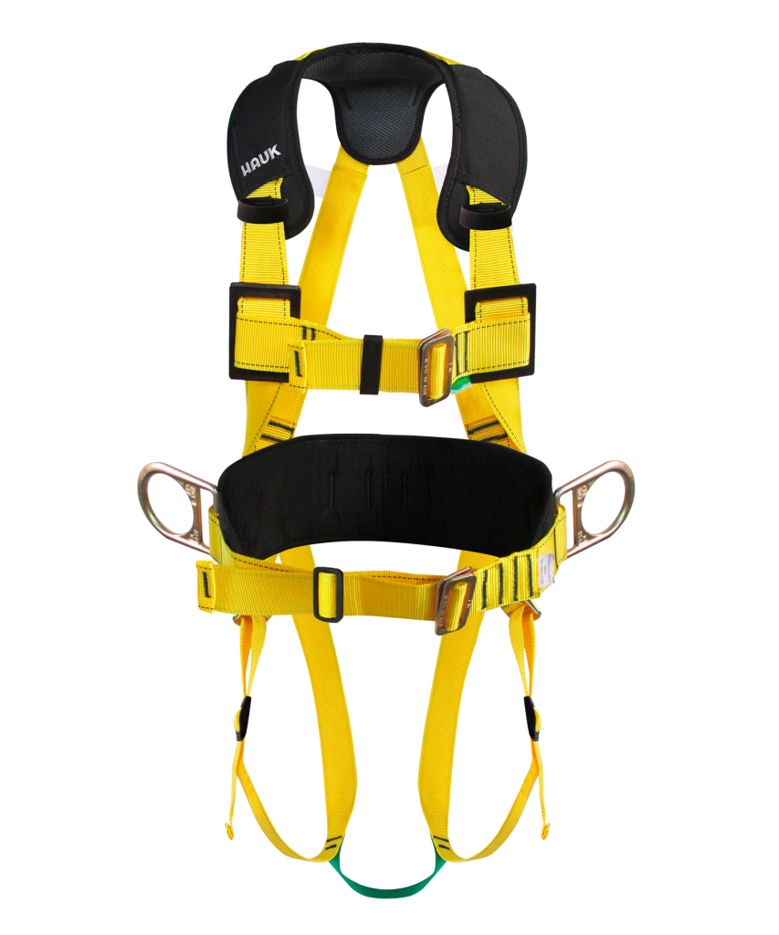 Arnés integral con apoyo lumbar, de 3 anillas y 4 hebillas