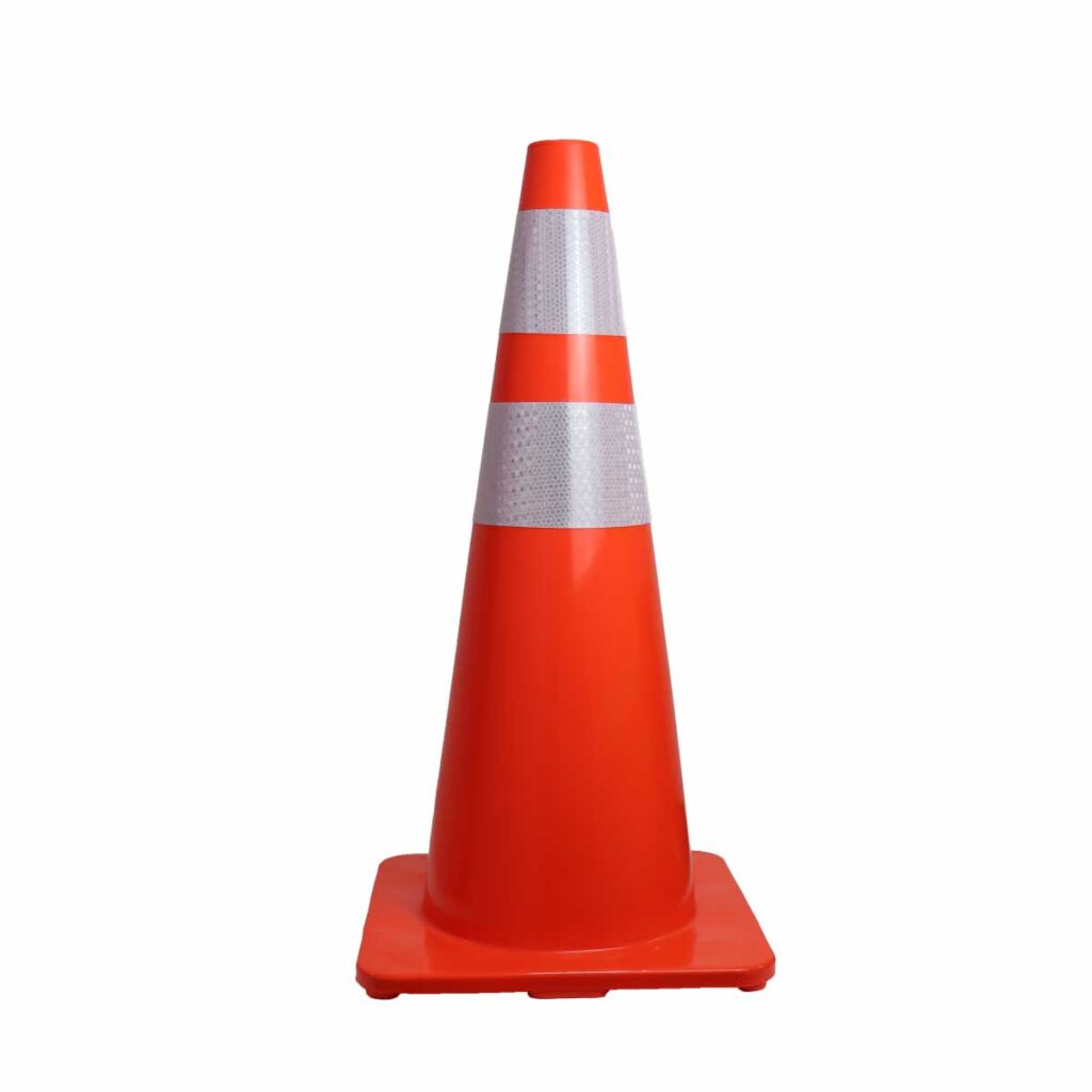 Cono naranja de 28″ con cinta reflectiva