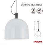 LAMPARA COLGANTE COPA BLANCO MATE