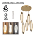 LÁMPARA COLGANTE GOLD GRID TRICOLOR