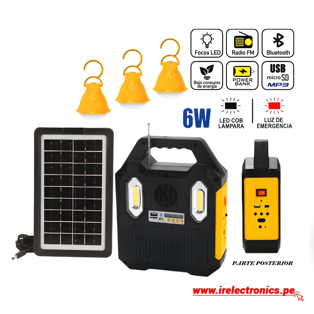KIT SOLAR PORTATIL C/ LINTERNA 6W
