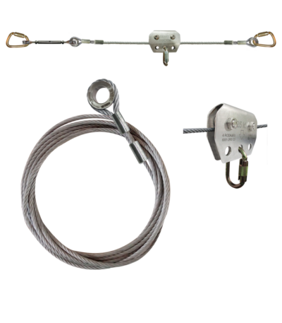 Sistema de Línea de vida flexible horizontal de cable de acero de 3/8″