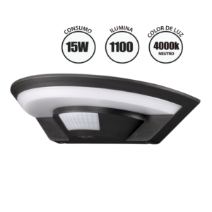 APLIQUE LED C/SENSOR DE MOVIMIENTO NEGRO LÚMENES