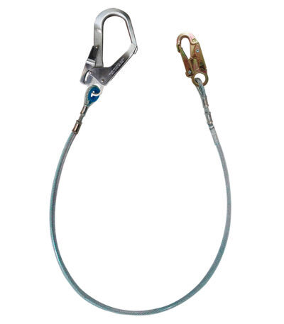 Línea de conexión, de cable de acero de 1/4″, longitud 1.80 m, con 1 gancho de 3/4″ y 1 gancho de 2 1/4″