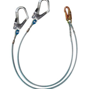 Línea de conexión doble, de cable de acero de 1/4″, longitud 1.80 m, con 1 gancho de 3/4″ y 2 ganchos de 2 1/4″