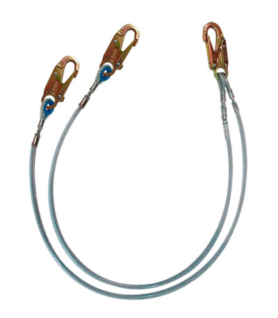Línea de conexión doble, de 1,80 m cable de acero de 1/4″ y 3 ganchos de 3/4″