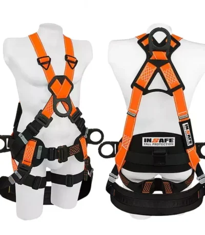 Arnés 4 argollas dieléctrico reflectivo con soporte lumbar IN 8009-1M-RX-A INSAFE para trabajos en altura.