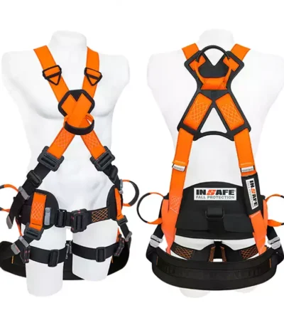 Arnés 4 argollas dieléctrico con soporte lumbar y asentadera IN 8009-12-A INSAFE para trabajos en altura.
