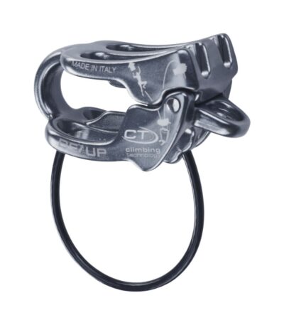 Asegurador negro y descensor BE UP de Climbing Technology, multiuso y compatible con cuerdas dobles, gemelas y simples