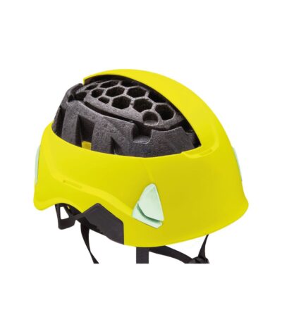 Casco Petzl STRATO VENT alta visibilidad con ventilación y ajuste cómodo para trabajos profesionales en altura o suelo.