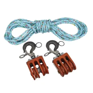 2 y 3 Poleas Dobles con Soga de PP con 3 Torones de 1/2″