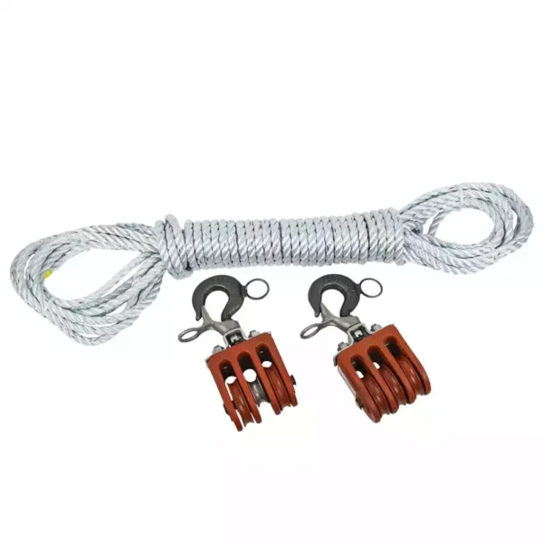 2 y 3 Poleas Dobles con Soga de PD con 3 Torones de 1/2″