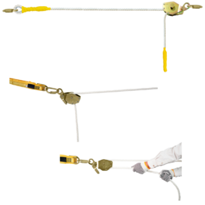 Sistema de línea de vida flexible horizontal de cabo torcido de nylon/ poliéster con regulador