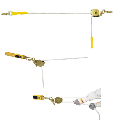 Sistema de línea de vida flexible horizontal de cabo torcido de nylon/ poliéster con regulador