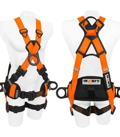 Arnés 4 argollas dieléctrico con soporte lumbar IN 8004-1 INSAFE para trabajos en altura.
