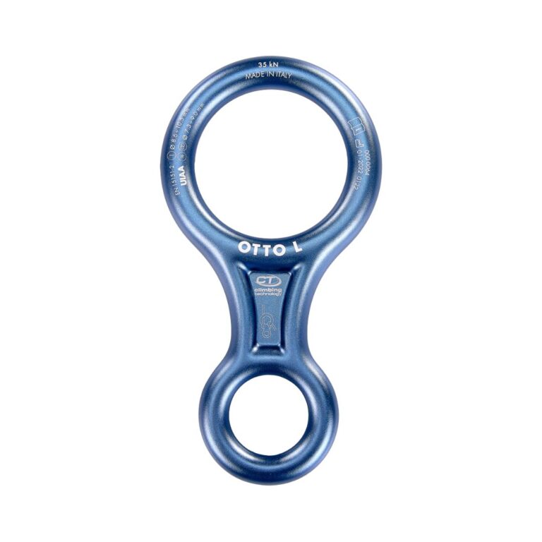 Descensor OTTO L en ocho de Climbing Technology para descenso y aseguramiento