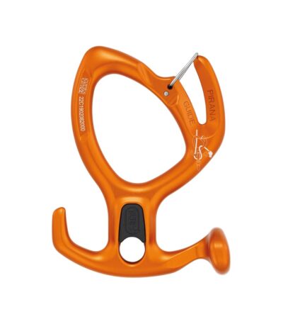 Descensor PIRANA GUIDE de Petzl con gancho de frenado para descenso de barrancos